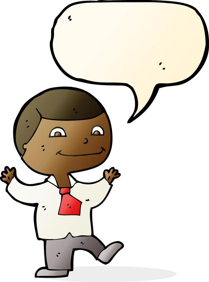 cartoon happy boy with speech bubble vector