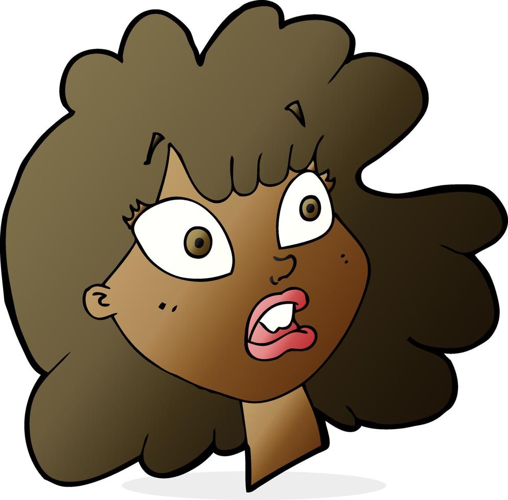 cartoon shocked female face vector