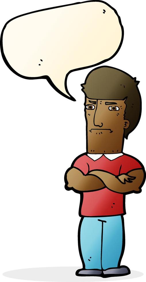 cartoon annoyed man with folded arms with speech bubble vector