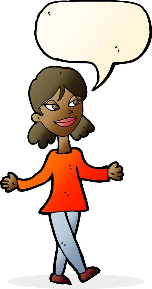 cartoon woman with no worries with speech bubble vector