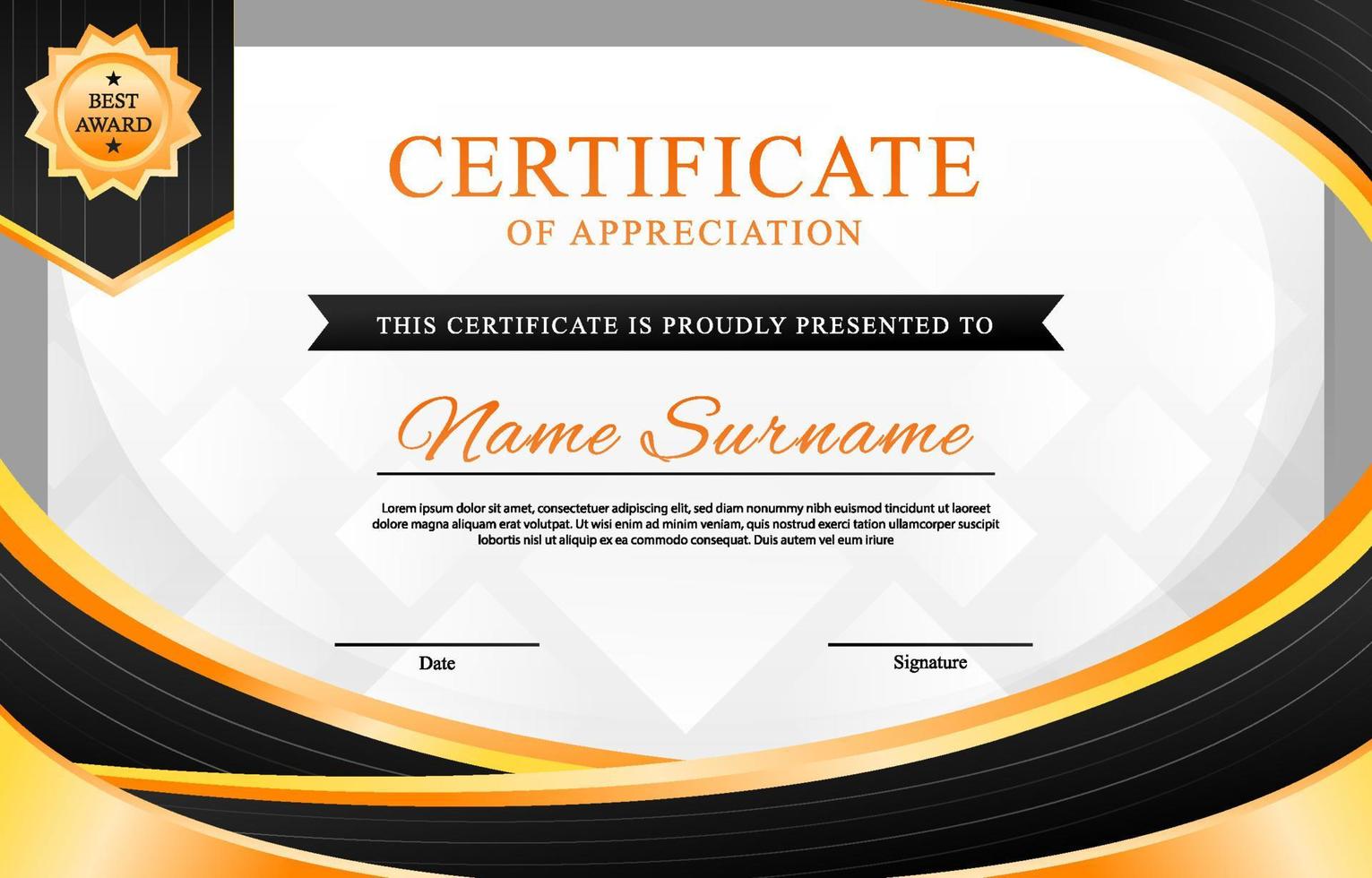Certificate of Appreciation Template vector
