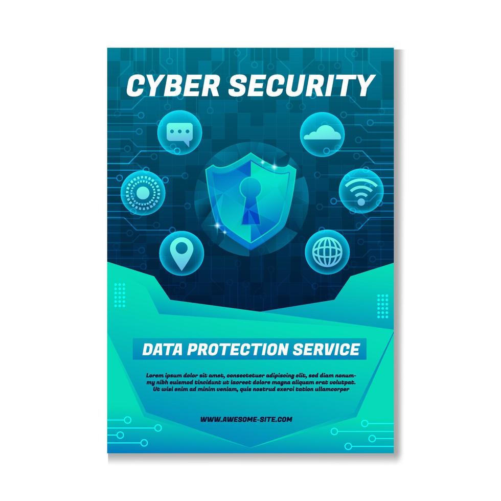 Cyber Security Poster Template vector