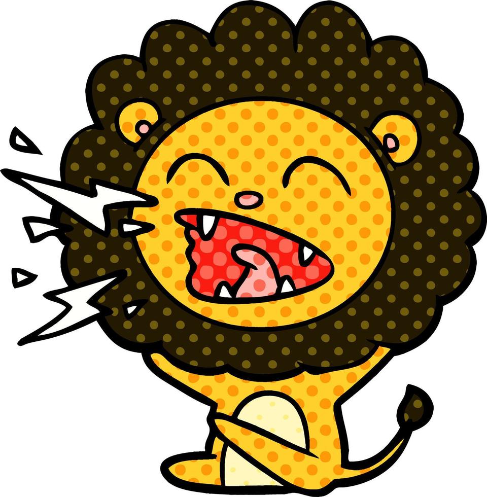 cartoon roaring lion vector