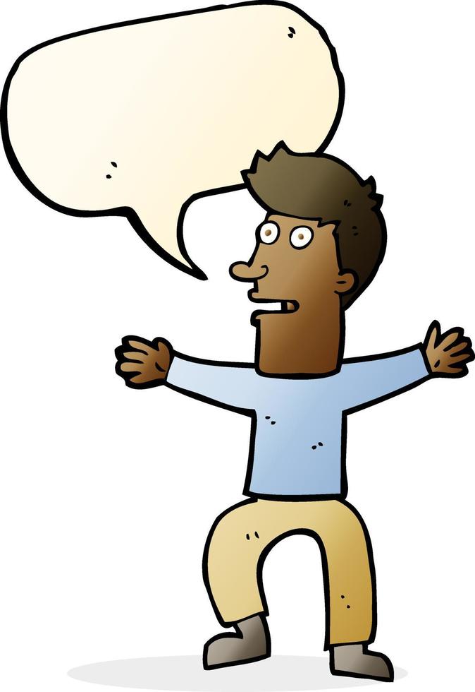 cartoon startled man with speech bubble vector