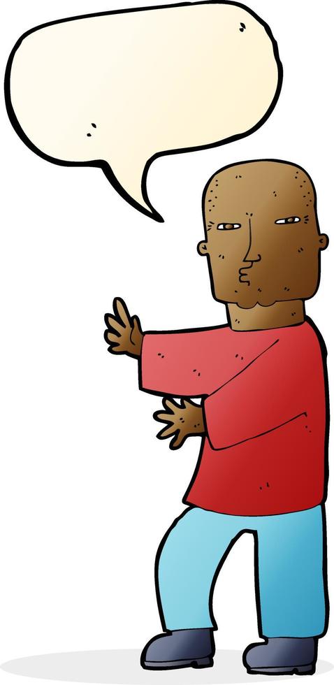 cartoon tough man  with speech bubble vector