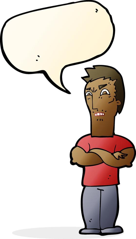 cartoon annoyed man with folded arms with speech bubble vector