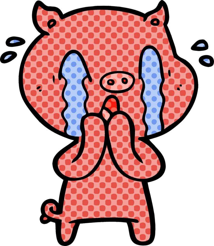 crying pig cartoon vector