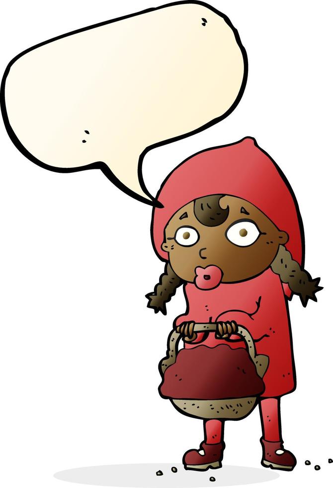 little red riding hood cartoon with speech bubble vector