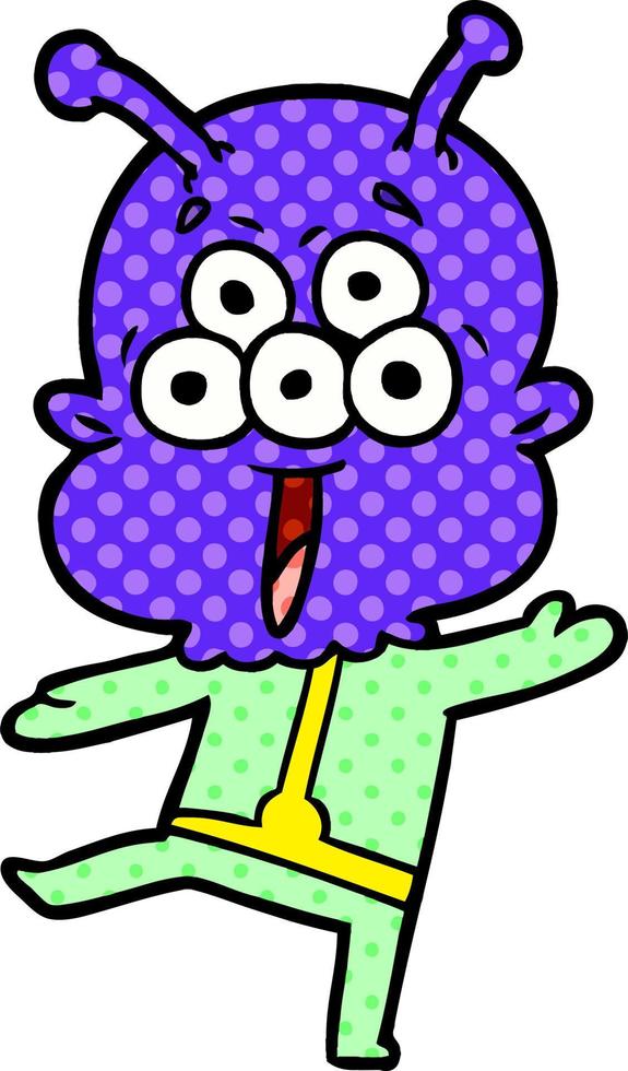 happy cartoon alien dancing vector
