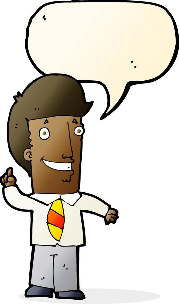 cartoon office man with idea with speech bubble vector