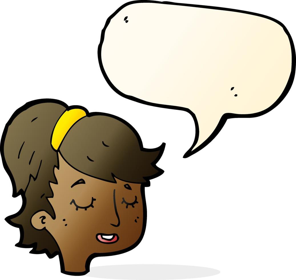 cartoon pretty female face with speech bubble vector