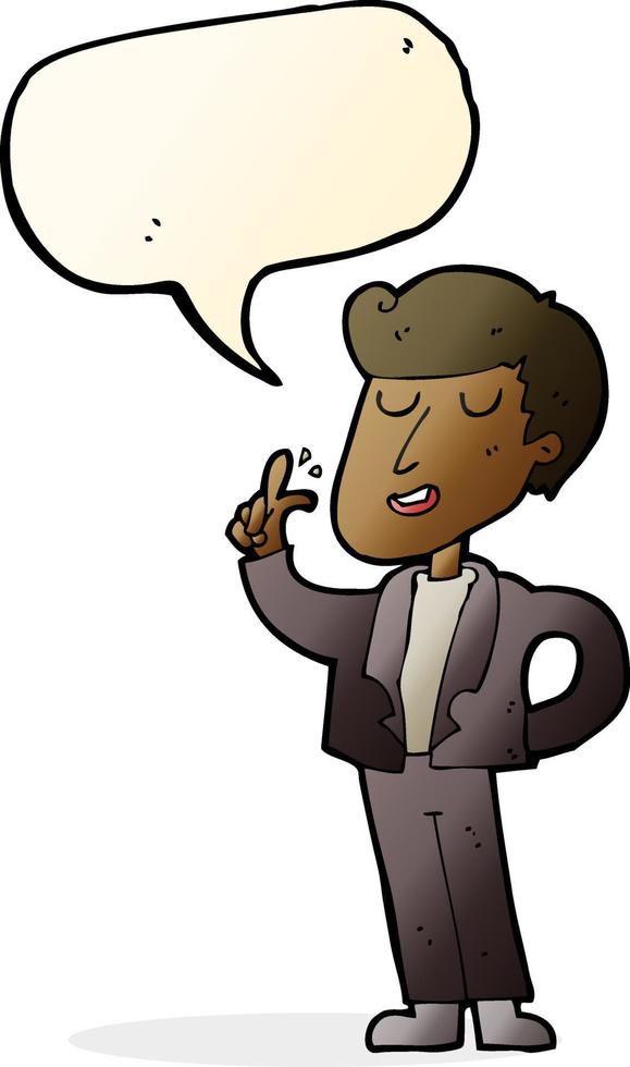 cartoon cool guy snapping fingers with speech bubble vector