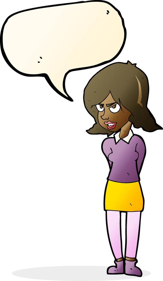 cartoon annoyed woman with speech bubble vector