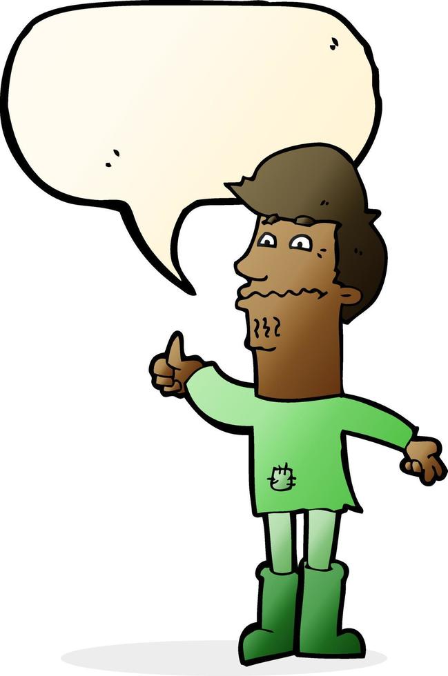 cartoon nervous man with speech bubble vector