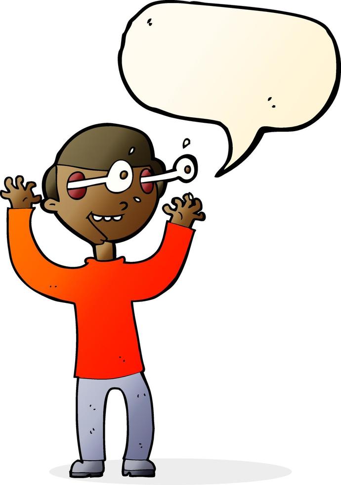 cartoon man with popping out eyes with speech bubble vector