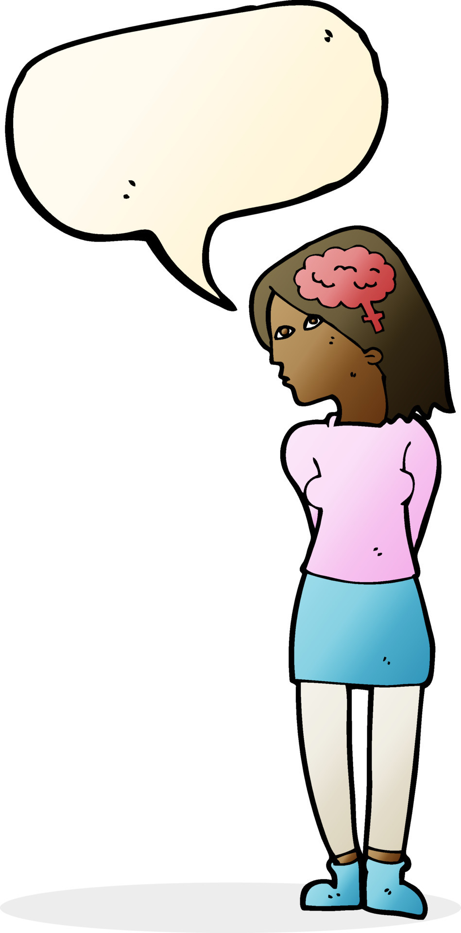 cartoon brainy woman with speech bubble 12309990 Vector Art at Vecteezy