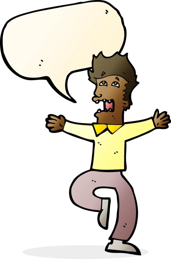 cartoon terrified man with speech bubble vector