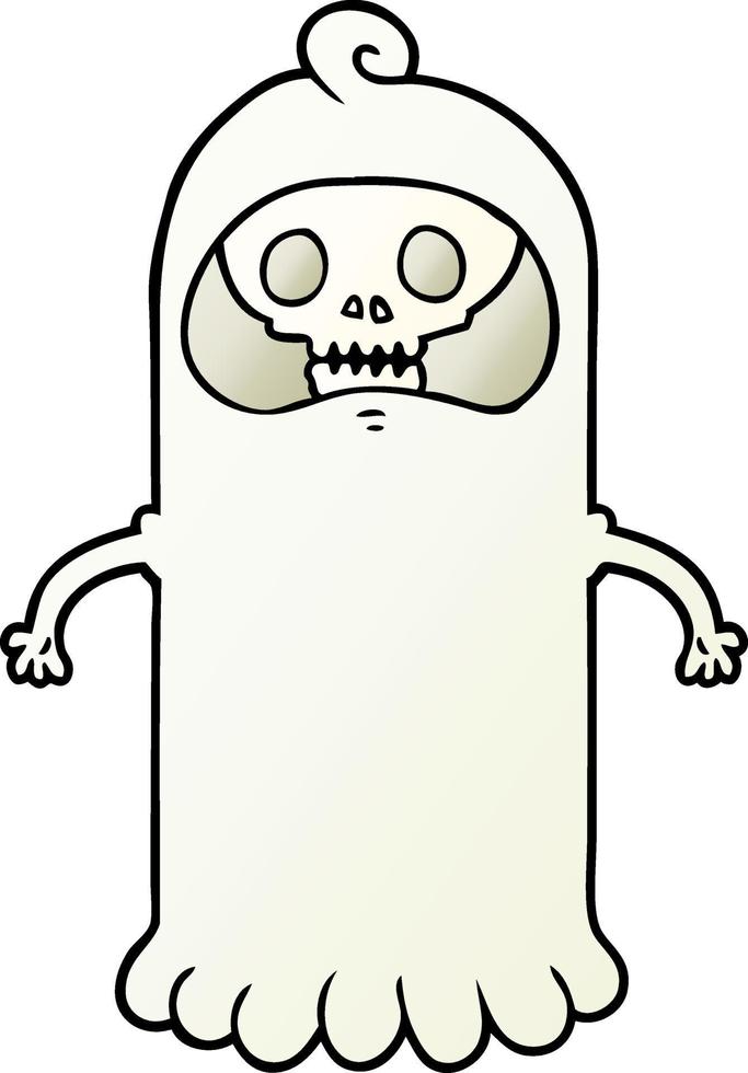 fantasma de calavera espeluznante de dibujos animados vector