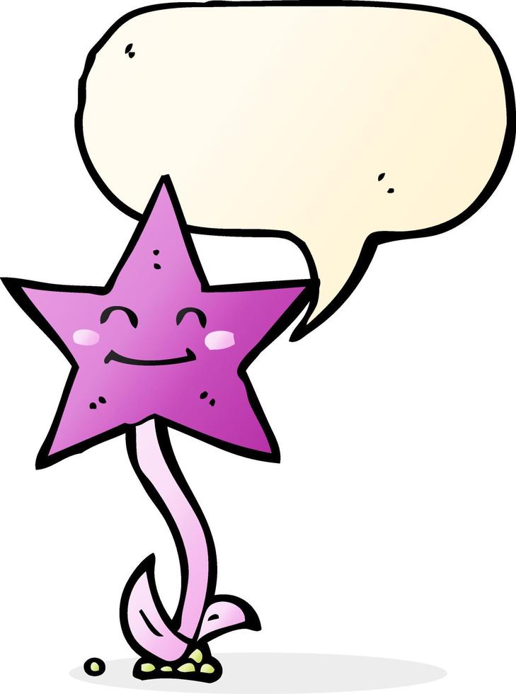 cartoon star flower with speech bubble vector