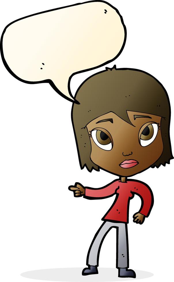 cartoon pointing woman with speech bubble vector