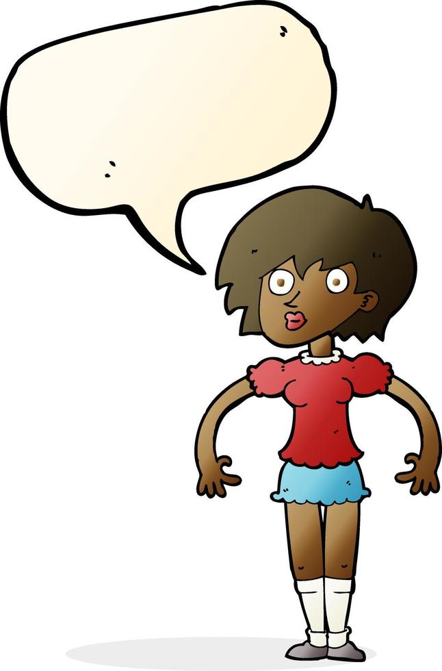 cartoon surprised woman with speech bubble vector