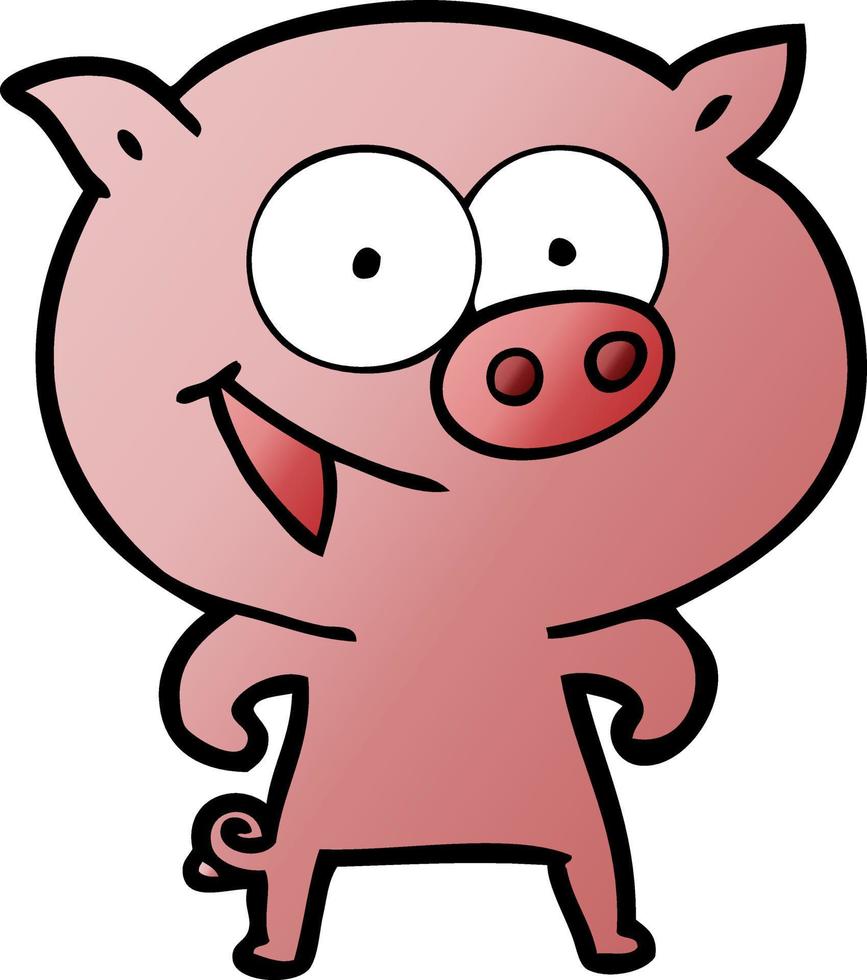 cheerful pig cartoon vector