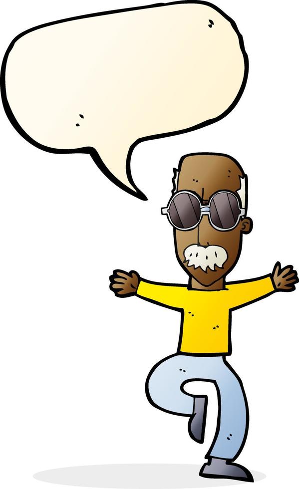 cartoon old man wearing big glasses with speech bubble vector