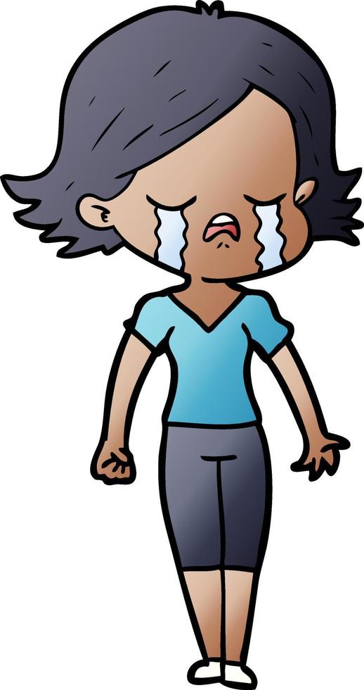 cartoon girl crying vector
