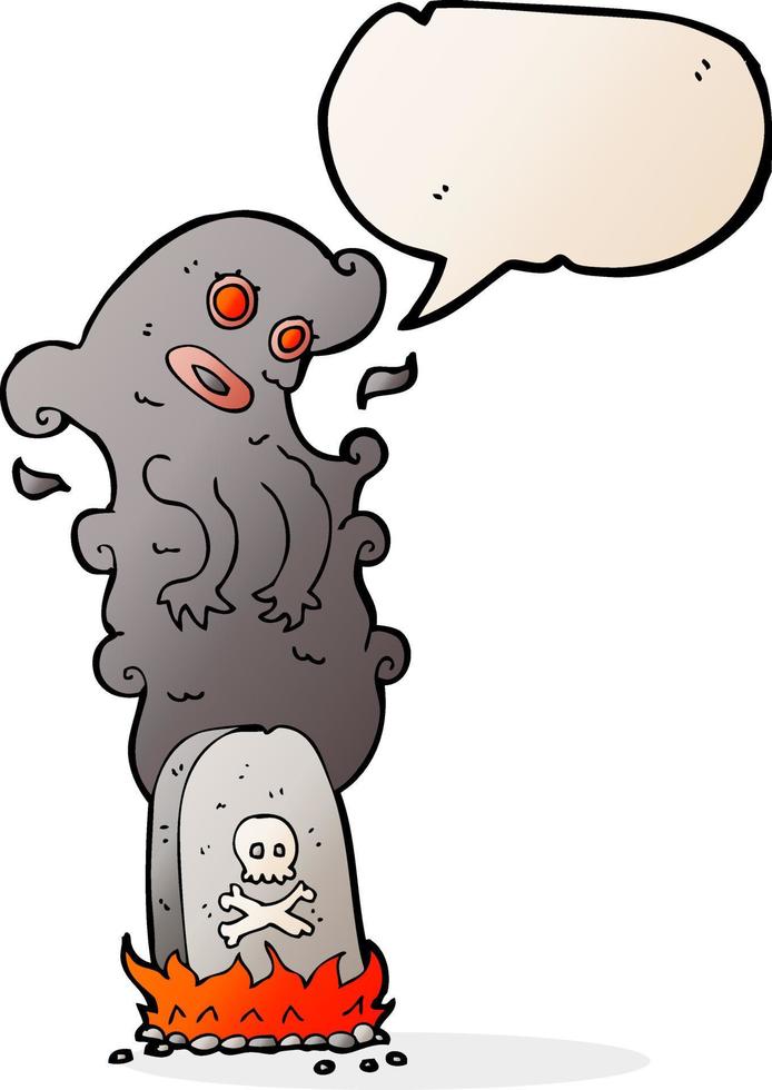 cartoon haunted grave with speech bubble vector