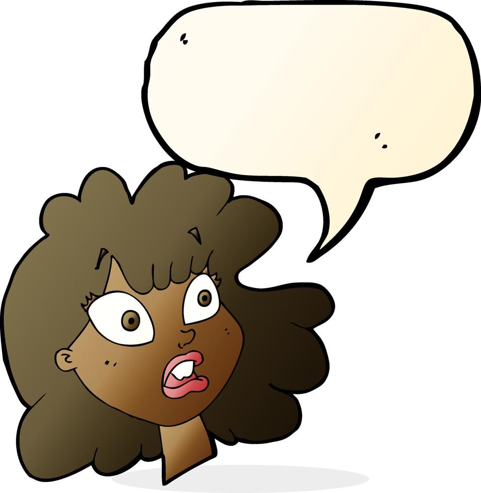 cartoon shocked female face with speech bubble vector