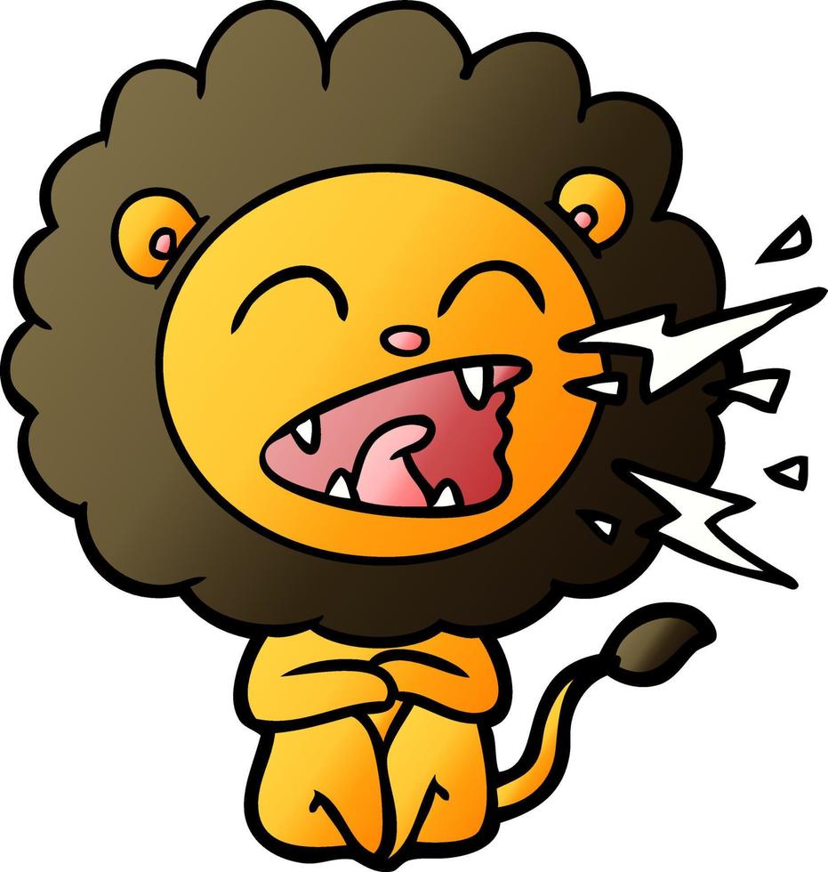 cartoon roaring lion vector