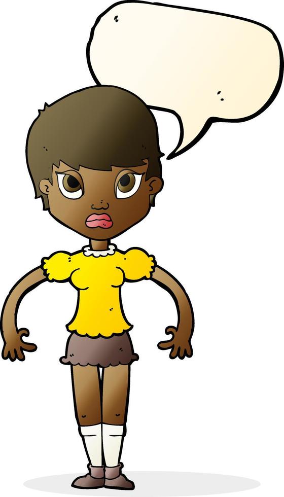 cartoon woman looking annoyed with speech bubble vector