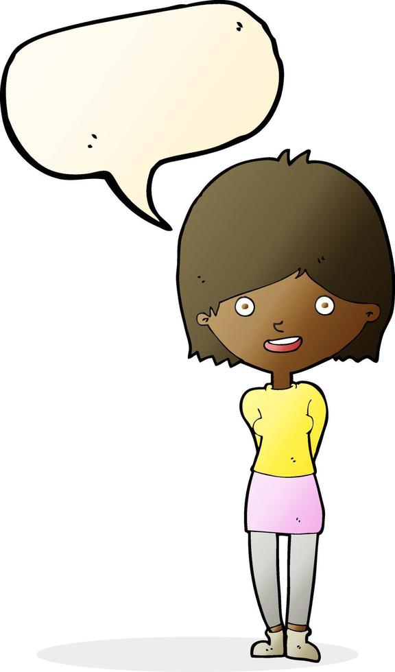 cartoon friendly woman with speech bubble vector