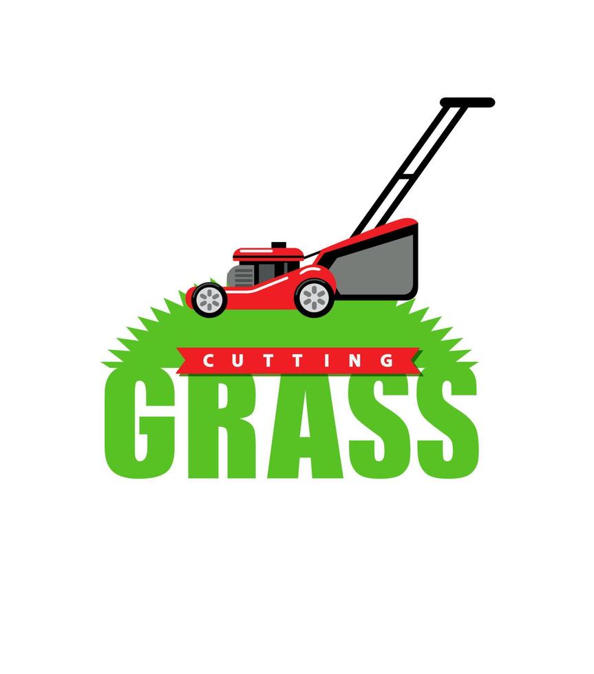 isolated illustration red grass-cutter logo vector