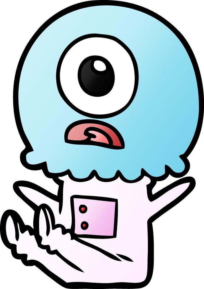 cartoon cyclops alien spaceman vector