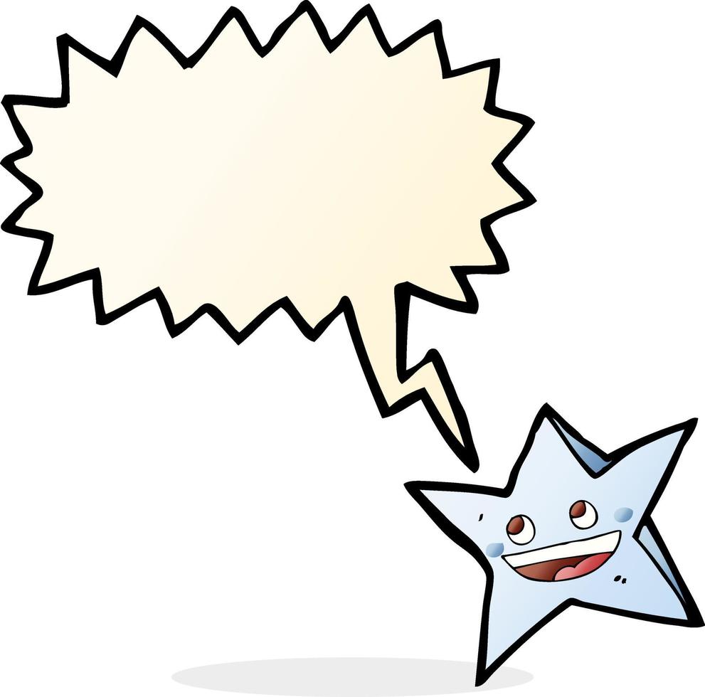 cartoon happy star character with speech bubble vector