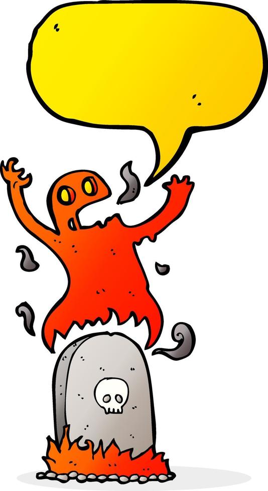 cartoon ghost rising from grave with speech bubble vector