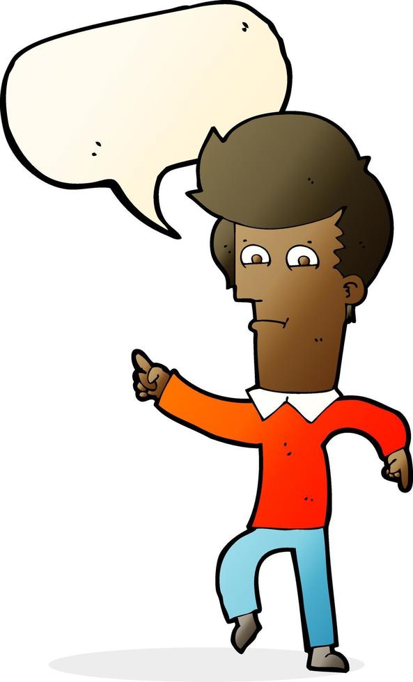 cartoon man pointing with speech bubble vector