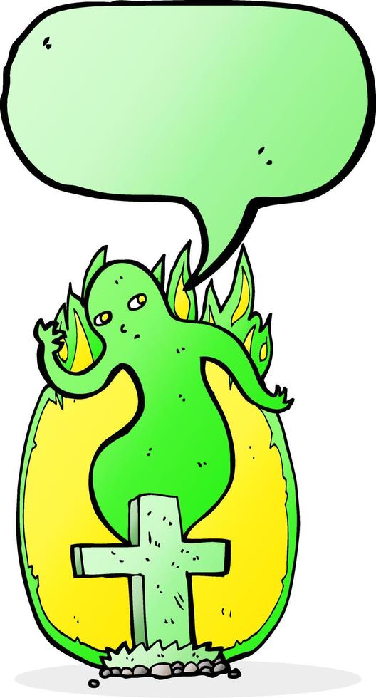 cartoon ghost rising from grave with speech bubble vector