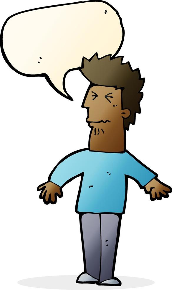 cartoon stressed man with speech bubble vector