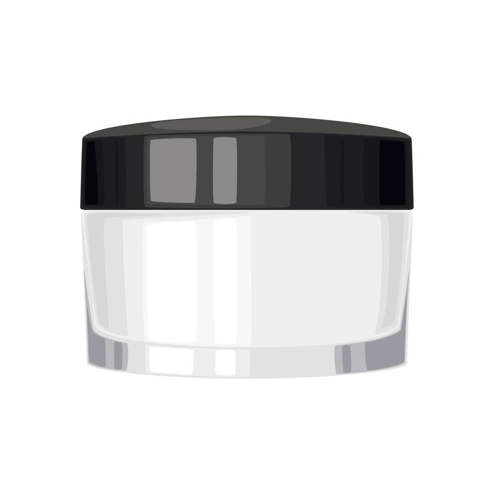 Cosmetic cream in a glass jar isolated. Face beauty cream bottle vector