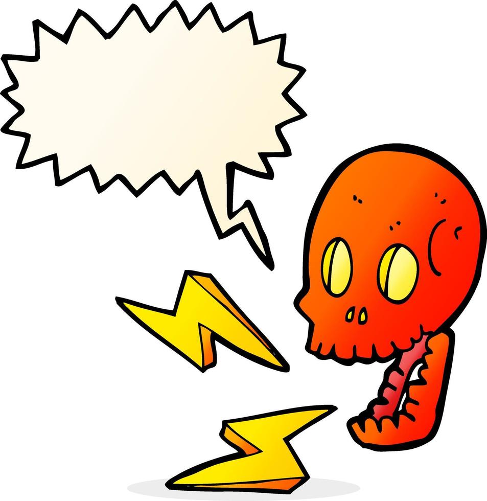 cartoon crazy skull with speech bubble vector