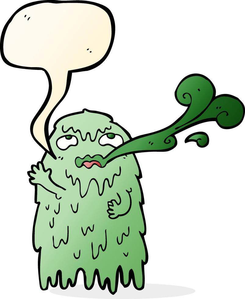 gross cartoon ghost with speech bubble vector