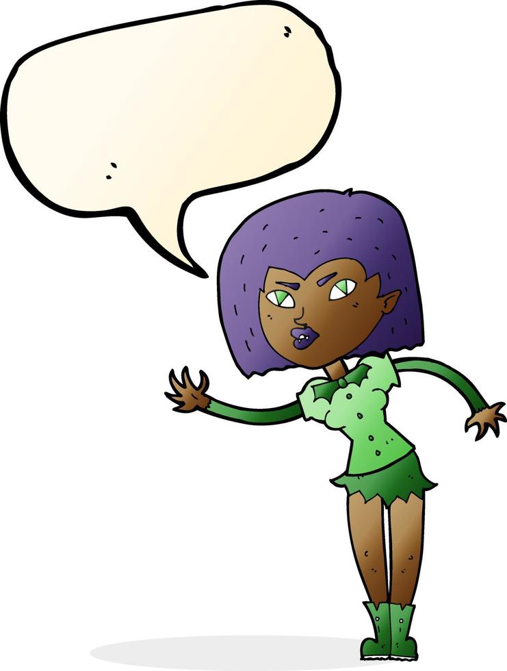 cartoon vampire girl with speech bubble vector