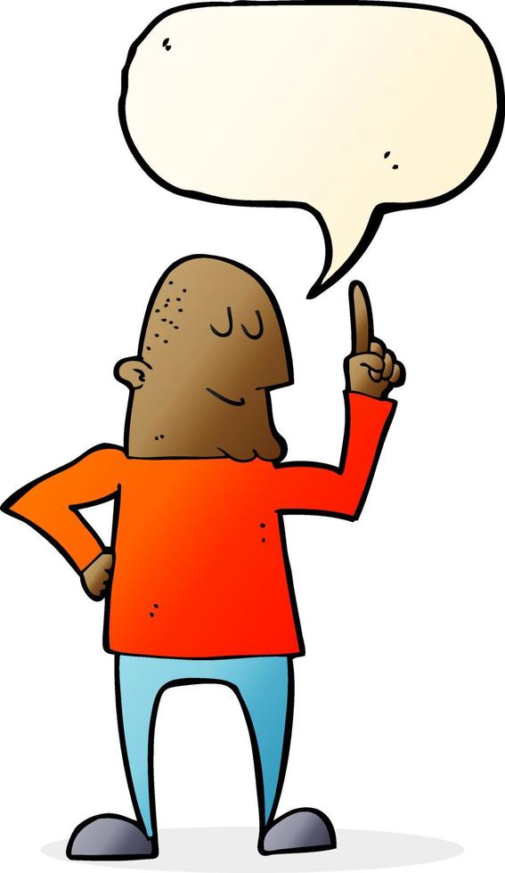 cartoon man pointing finger with speech bubble vector