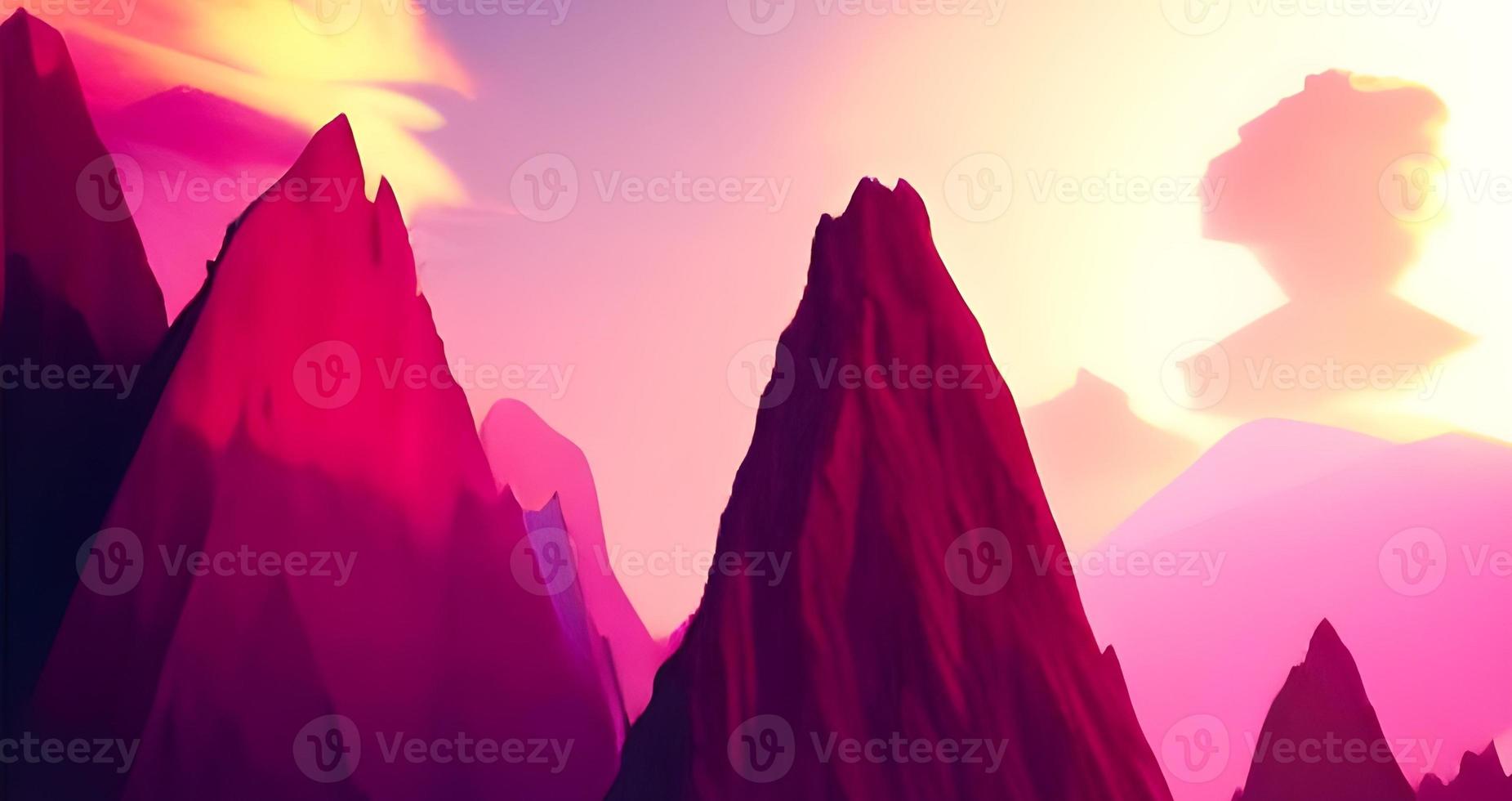 alien planet, neon space background with falling meteor in dark starry sky, fantasy extraterrestrial landscape with craters full of glowing liquid, Cartoon photo