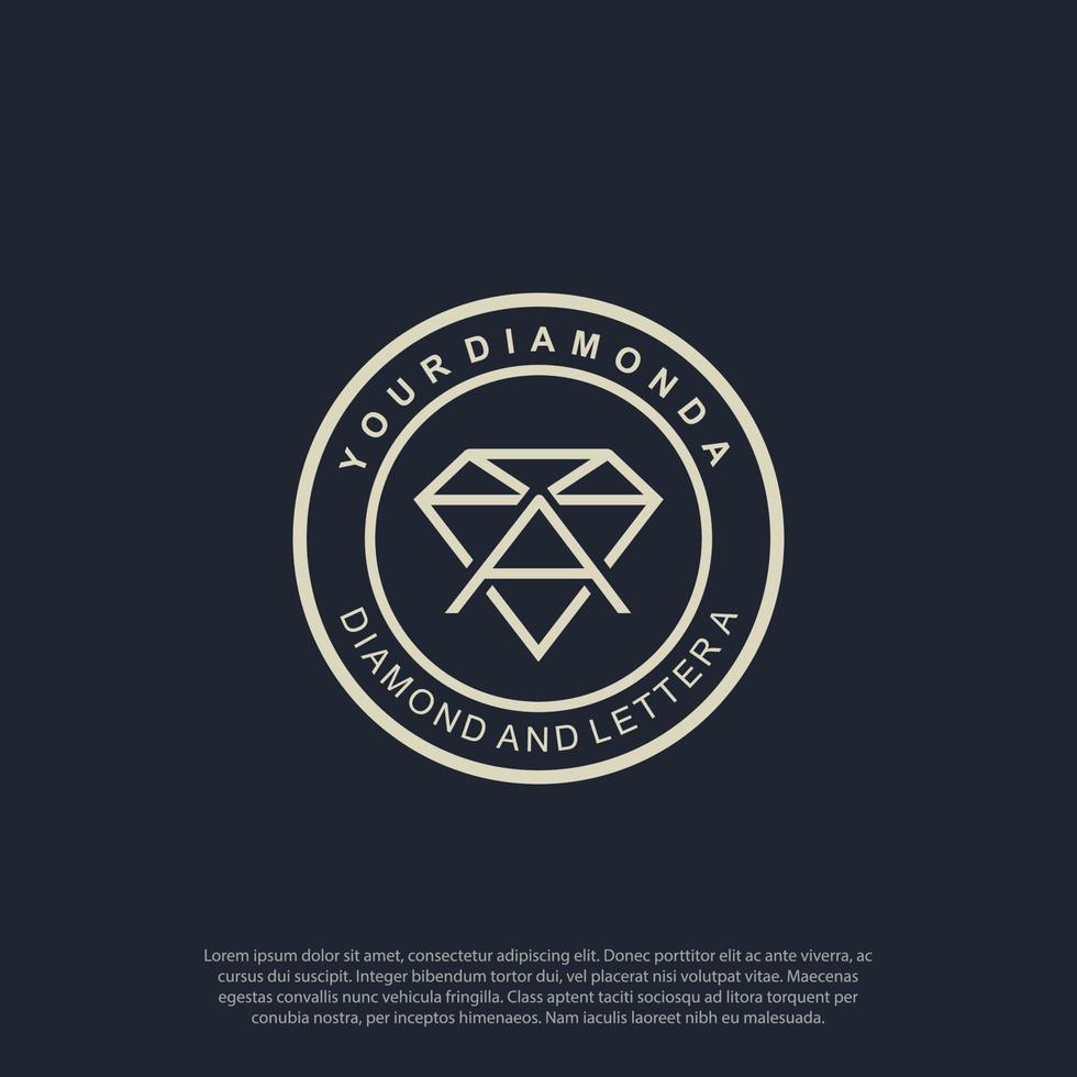 símbolo de forma de diamante con estilo retro o vintage con letra a en el medio. elemento vintage en estilo hipster, vector logo vector ilustración