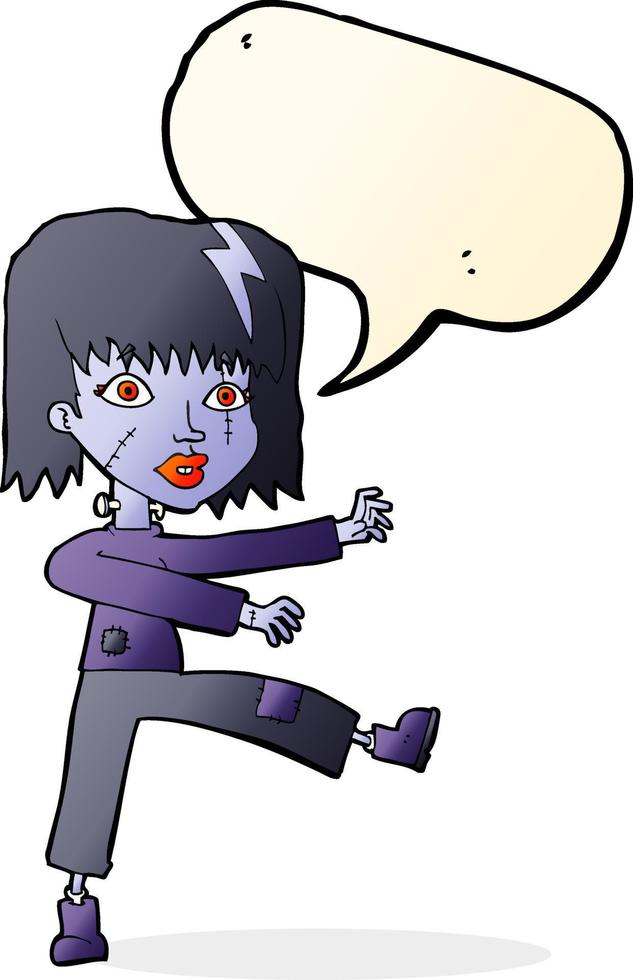 cartoon undead girl with speech bubble vector