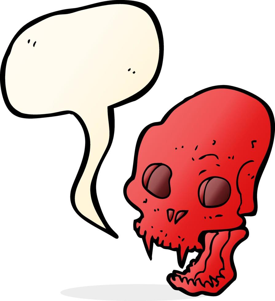cartoon spooky vampire skull with speech bubble vector