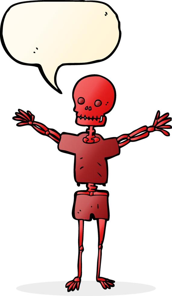 cartoon skeleton in clothes with speech bubble vector